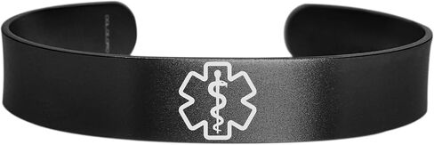 Dolceoro Medical Alert ID Bracelet Cuff, 316L Stainless Steel - Customize your Personalized Medical Needs - SELECT A WRIST SIZE, 6"-9" in Kuwait