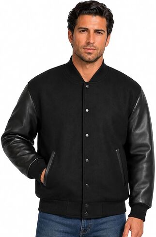 REED Men's Premium Varsity Leather/Wool Jacket Made in USA in Saudi Arabia