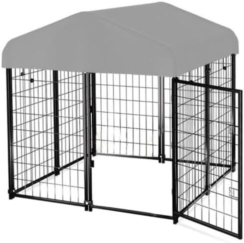 Garden Winds Custom Fit Replacement Canopy Top Cover Compatible with The PawGiant PDK-01 4' x 4' x 4.5' Pet Dog Kennel Playpen Crate - Upgraded Performance RipLock 350 Fabric - Slate Gray in Kuwait