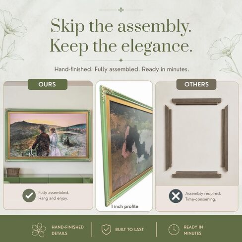 55 Inch TV frame for TCL NXT Tv, Cactus Valley Green With Gold Accents, Exclusively for Tcl Nxt, not meant for use with other Tv brands. (55 Inch) in Kuwait