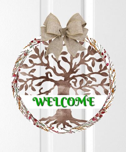 Winter Tree of Life Door Hanger - Personalized, Name Door Hanger, Family Gift, Custom Door Hanger, Wedding Gift, Front Door Hanger, Christmas in Kuwait