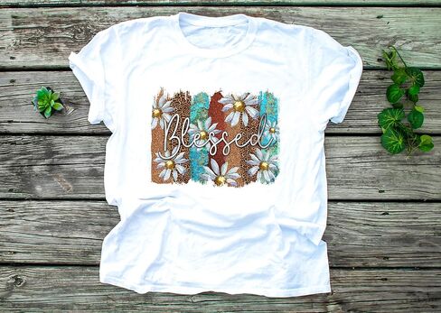 Blessed Daisy Sublimation Transfer Ready to Press, Daisies Sublimation Transfer, Printed, Ready to Use, Sub Design, Adult/Child Size Shirt in Kuwait
