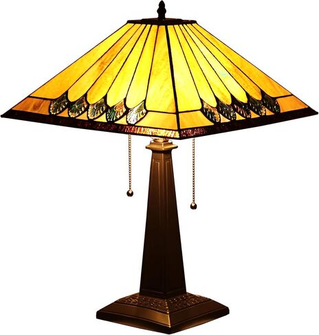 Chloe Lighting Graham Tiffany-Style 2 Light Mission Table Lamp 16" Shade in Saudi Arabia