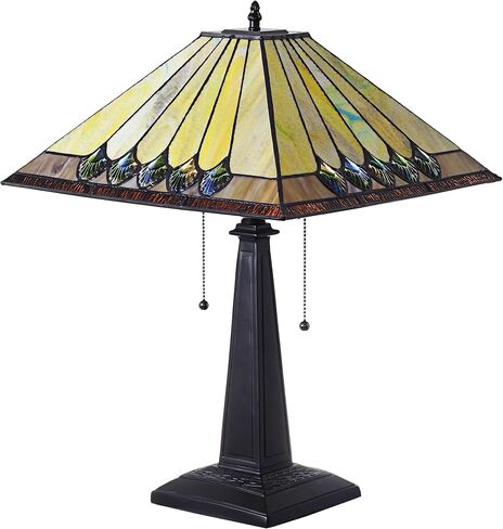 Chloe Lighting Graham Tiffany-Style 2 Light Mission Table Lamp 16" Shade in Saudi Arabia