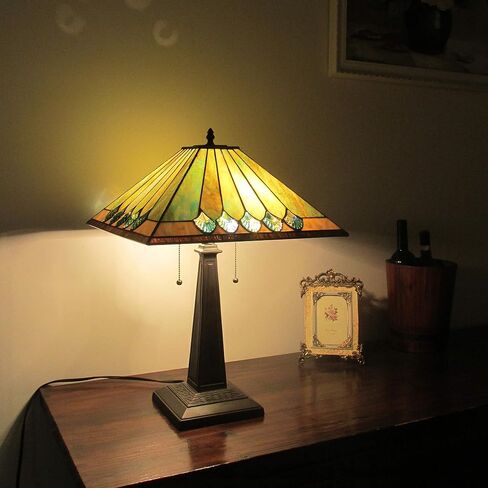 Chloe Lighting Graham Tiffany-Style 2 Light Mission Table Lamp 16" Shade in Saudi Arabia
