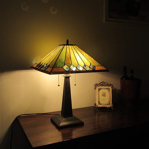 Chloe Lighting Graham Tiffany-Style 2 Light Mission Table Lamp 16" Shade in Saudi Arabia