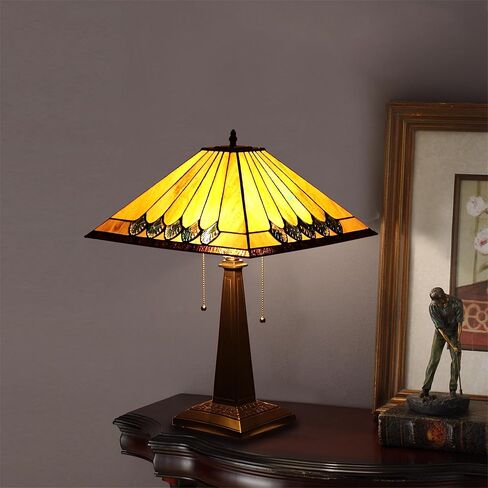 Chloe Lighting Graham Tiffany-Style 2 Light Mission Table Lamp 16" Shade in Saudi Arabia