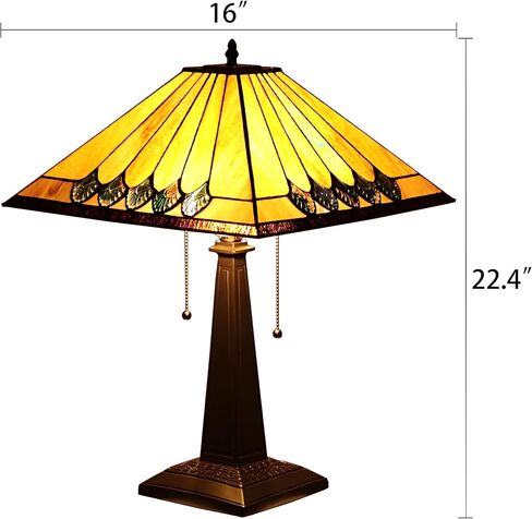 Chloe Lighting Graham Tiffany-Style 2 Light Mission Table Lamp 16" Shade in Saudi Arabia