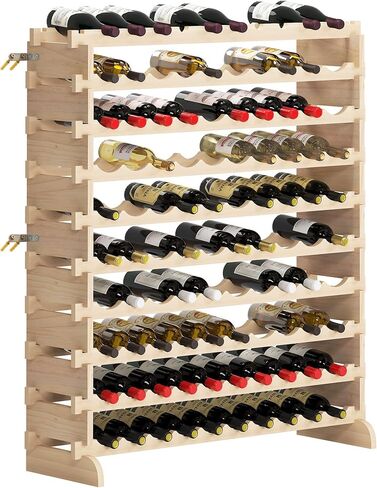 SDHYL 100 Bottles-10 Rows Stackable Modular Wine Holder Rack, Wine Storage Rack, Solid Wooden Wine Display Shelves (10 Rows x 10 Bottles/Row) in Kuwait