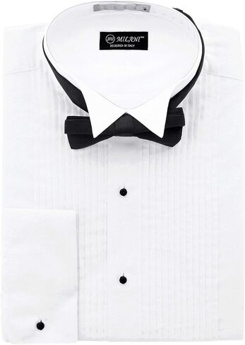 Milani Men's Tuxedo Shirt with French Cuffs and Bow Tie in Kuwait