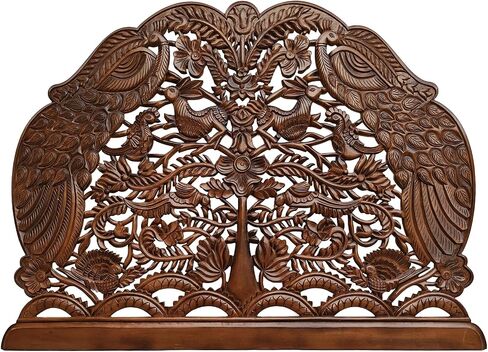 Handmade Peacock Bed Headboard White Flower Hand Crafted Panels Wall Mounted Hanging Wooden Wall Decor for Bedroom Decoration (Twin XL Size- 55x42x1 -inches) in Saudi Arabia