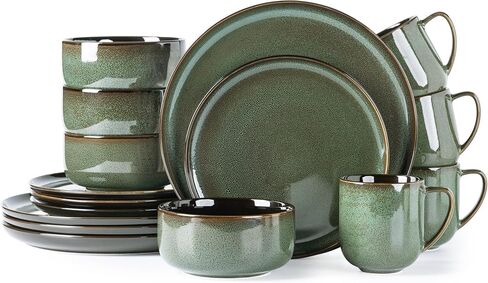LeRatio Ceramic Dinnerware Sets for 8,24Pcs Porcelain Plates and Bowls Set in Kuwait