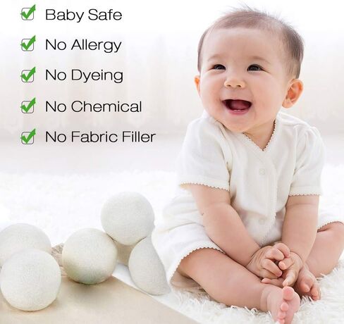 Raffaelo Wool Dryer Balls XL Reusable Natural Fabric Softener, Set of 6 in Saudi Arabia