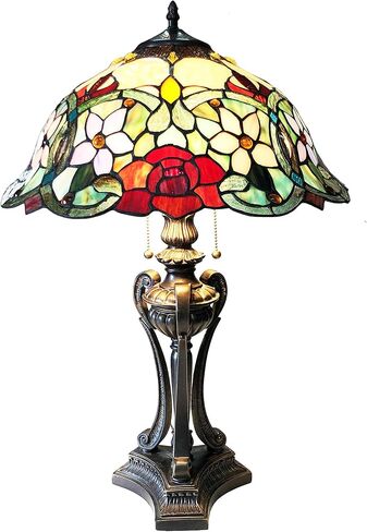 Chloe Lighting Piper Tiffany-Style Floral Stained Glass Table Lamp 26" Height in Saudi Arabia