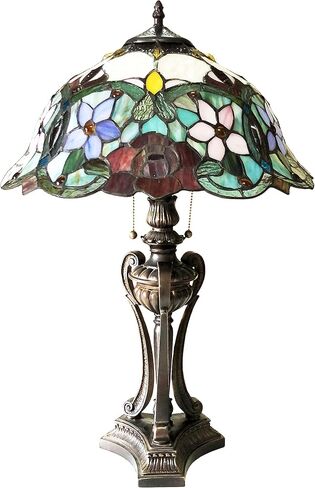 Chloe Lighting Piper Tiffany-Style Floral Stained Glass Table Lamp 26" Height in Saudi Arabia