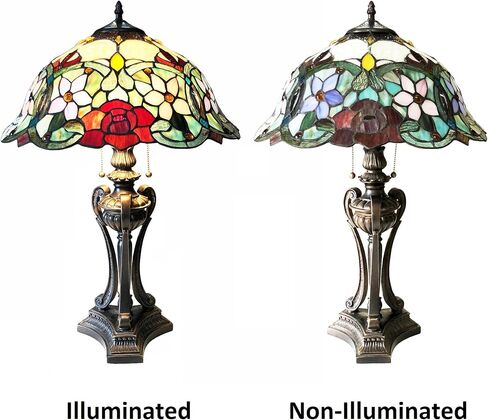 Chloe Lighting Piper Tiffany-Style Floral Stained Glass Table Lamp 26" Height in Saudi Arabia