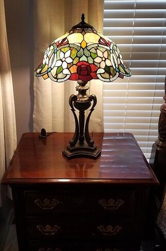 Chloe Lighting Piper Tiffany-Style Floral Stained Glass Table Lamp 26" Height in Saudi Arabia