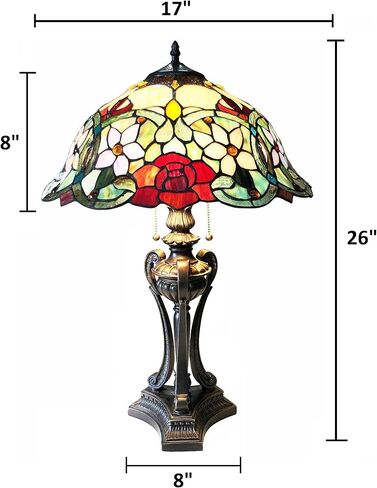 Chloe Lighting Piper Tiffany-Style Floral Stained Glass Table Lamp 26" Height in Saudi Arabia