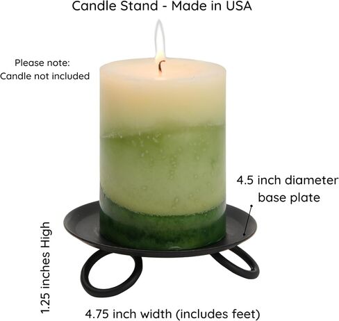 Set of 2 Wrought Iron Pillar Candle Holders | Amish Handmade Black Metal Candle Plates | Rustic Farmhouse Décor, Mantel & Table Centerpiece for Christmas or Weddings in Kuwait