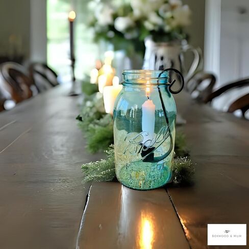 Rustic Mason Jar Candle Holder Inserts - Set of 2 Wrought Iron Hook for Taper Candles - Farmhouse Wedding Centerpiece, Christmas Candle Gift, Vintage Cottage Decor in Kuwait