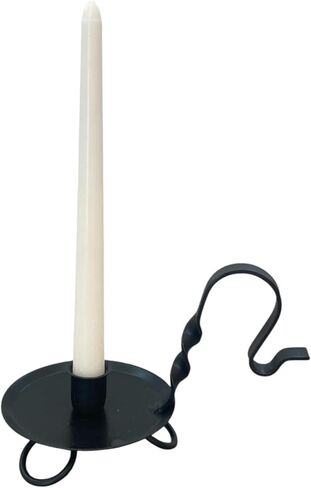 Colonial Primitive Black Wrought Iron Taper Candle Holder – Amish Handmade Candlestick for Window Sill, Table or Mantel – Rustic Farmhouse Decor (Candle Not Included) in Kuwait