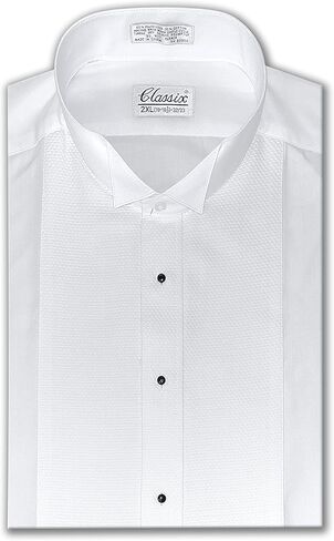OmegaTux Men's Pique Wing Collar Tuxedo Shirt, Convertible Cuffs in Kuwait