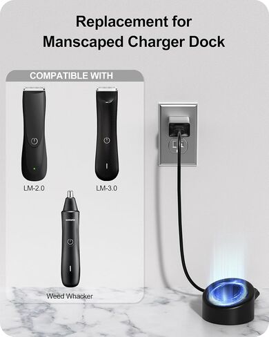 Replacement for MANSCAPED Charging Dock with AC Adapter for MANSCAPED Lawn Mower 3.0 & 2.0 Electric Groin Hair Trimmer, The Weed Whacker Nose and Ear Hair Trimmer in Kuwait