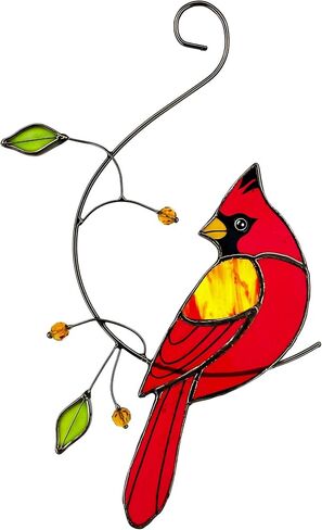 Cardinal Suncatcher Stained Glass Window Hanging Gifts for Grandma in Kuwait