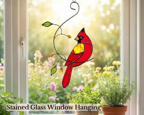 Cardinal Suncatcher Stained Glass Window Hanging Gifts for Grandma in Kuwait