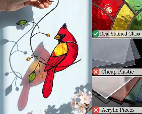 Cardinal Suncatcher Stained Glass Window Hanging Gifts for Grandma in Kuwait