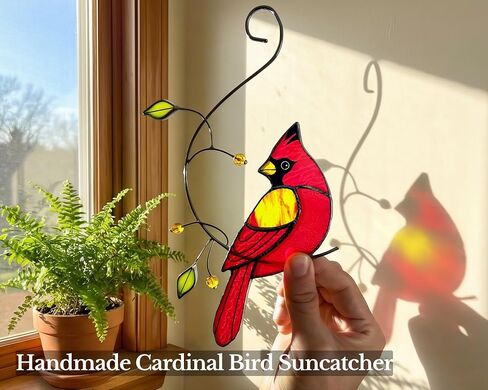 Cardinal Suncatcher Stained Glass Window Hanging Gifts for Grandma in Kuwait
