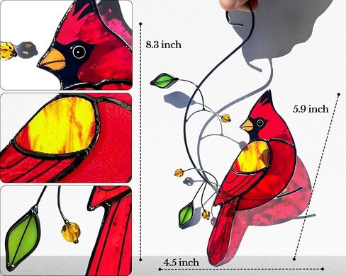 Cardinal Suncatcher Stained Glass Window Hanging Gifts for Grandma in Kuwait