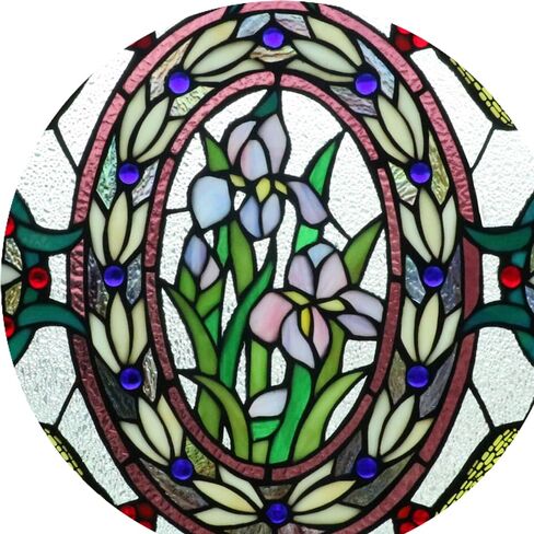 Tiffany Style Stained Glass Dragonfly Iris Floral Window Panel,25''*19'' in Kuwait