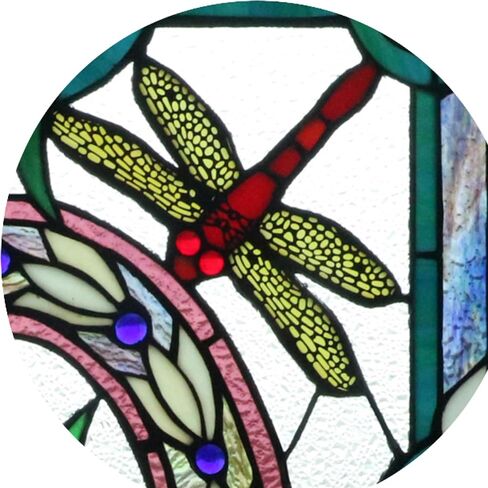 Tiffany Style Stained Glass Dragonfly Iris Floral Window Panel,25''*19'' in Kuwait