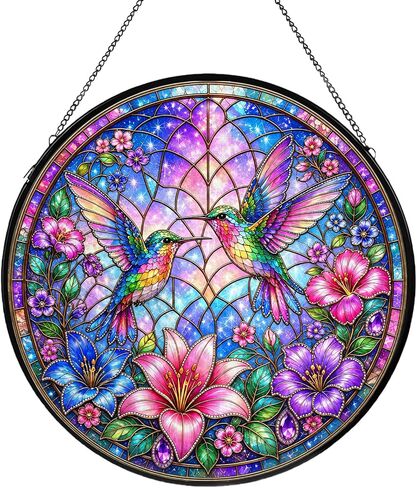 Flower Stained Glass Window Hanging, Catchers Windows Wall Art, 7.87 inches in Kuwait