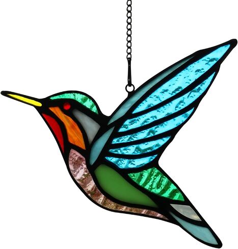 Hummingbird&Lily Flower Stained Glass Suncatcher for Window Hanging in Saudi Arabia