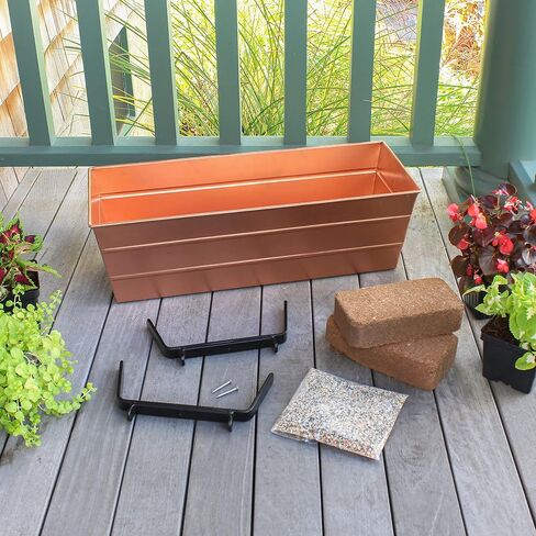 Achla Designs Bloom Box Garden Growing Kit, Medium Copper with Brackets for 2 x 6 Railings in Saudi Arabia