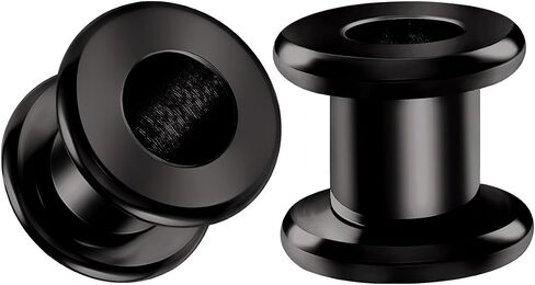 BIG GAUGES Pair of 316L Surgical Steel Black Anodized Tunnels Piercing Jewelry Stretcher Ear rounded Plugs Earring Lobe Screw flesh in Kuwait