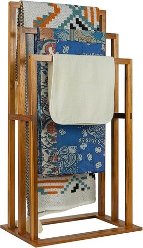 Utoplike Teak Standing Towel Rack for Bathroom, Freestanding Holder 3 Bars in Saudi Arabia
