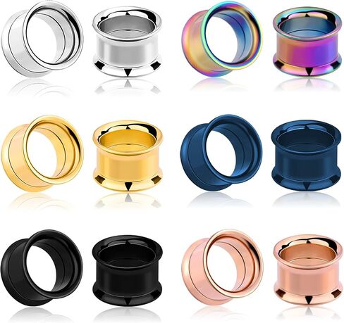 JOYTOYOU Set of 12 pcs Stainless Steel Ear Plugs Large Double Flare Alloy Gauges Stretching Screw Fit Tunnels Gauge 8g - 1 inch in Kuwait