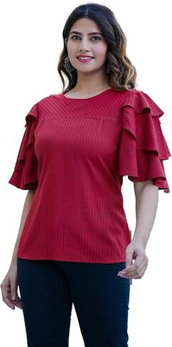 Yash Gallery Valentines Day Regular Indian Viscose Casual Summer Tunic Tops for Women in Kuwait