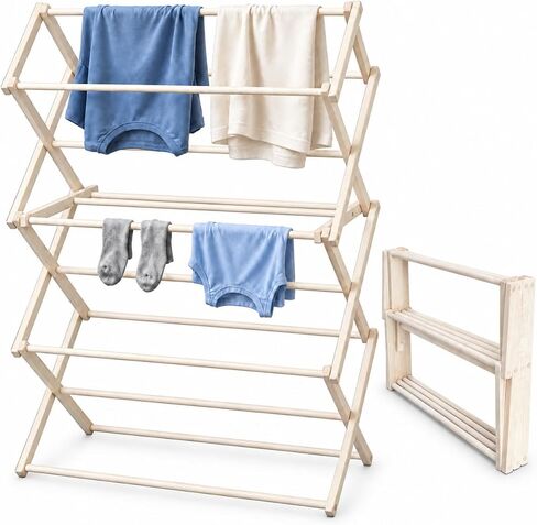 Peaceful Classics Wooden Folding Laundry Rack, 38x30x13 in Kuwait