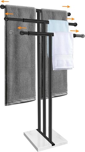 Kayfia 40'' Stainless Steel Towel Rack, Weighted Marble Base, 2 Tier in Kuwait