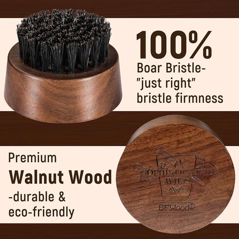 BFWood Beard Brush for Men - Boar Bristles Small and Round - Black Walnut Wood in Saudi Arabia