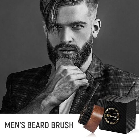BFWood Beard Brush for Men - Boar Bristles Small and Round - Black Walnut Wood in Saudi Arabia
