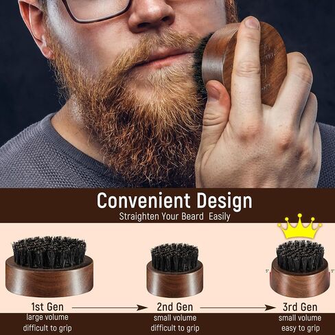 BFWood Beard Brush for Men - Boar Bristles Small and Round - Black Walnut Wood in Saudi Arabia