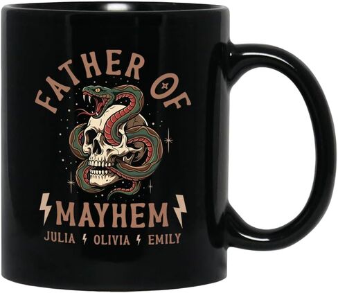 Father Of Mayhem - Personalized Mug, Custom Father Of Mayhem Mug With Kids Names, Skull Snake Dad Mayhem Coffee Cups, Fathers Day Birthday Gifts For Papa Daddy in Kuwait
