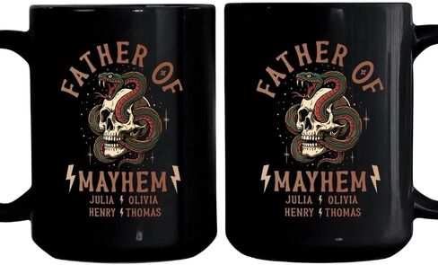 Father Of Mayhem - Personalized Mug, Custom Father Of Mayhem Mug With Kids Names, Skull Snake Dad Mayhem Coffee Cups, Fathers Day Birthday Gifts For Papa Daddy in Kuwait