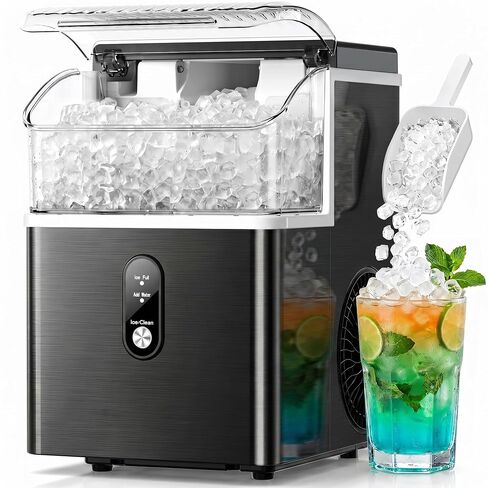 Countertop Ice Maker, Self-Cleaning Portable Ice Maker Machine with Handle, 9 Bullet-Shaped Ice Cubes Ready in 6 Mins, 26Lbs/24H with Ice Scoop and Basket for Home/Kitchen/Party in Kuwait
