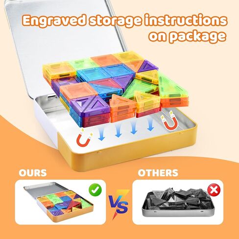 Travel-Friendly Mini Magnetic Tiles with Portable Magnetic Case - Educational Toys for Kids at Home, Car & Travel 56PCS in Kuwait